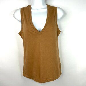 Theory Trista V-neck Tank Top Muscle Shirt Size XS Sand Brown Cotton